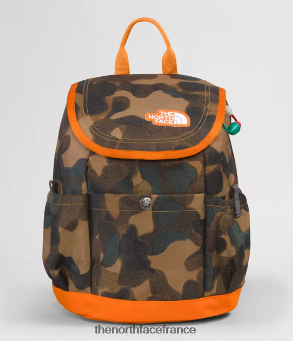 accessoire The North Face enfants sac à dos mini explorateur pour jeunes imprimé texture camouflage marron utilitaire/mandarine ZPZRD396