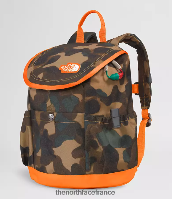 accessoire The North Face enfants sac à dos mini explorateur pour jeunes imprimé texture camouflage marron utilitaire/mandarine ZPZRD396