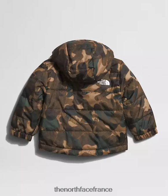 vêtements The North Face bébé veste à capuche réversible à fermeture éclair intégrale mt chimbo texture camouflage marron utilitaire en petits caractères ZPZRD867