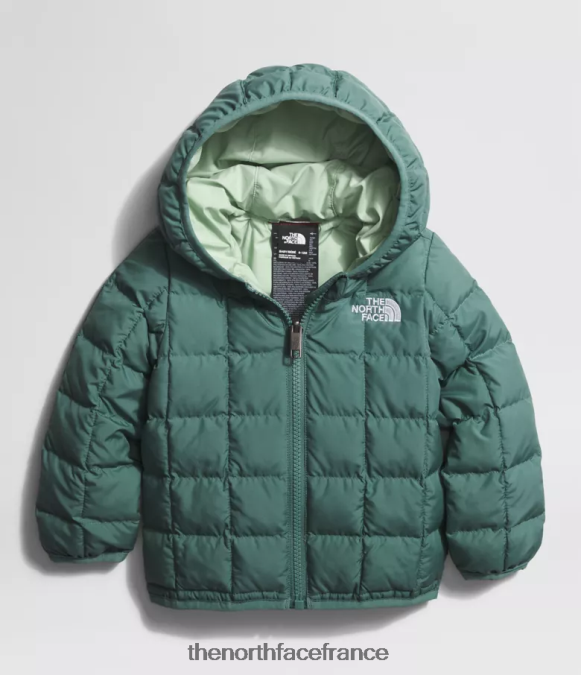 vêtements The North Face bébé veste à capuche réversible thermoball sauge noire ZPZRD636