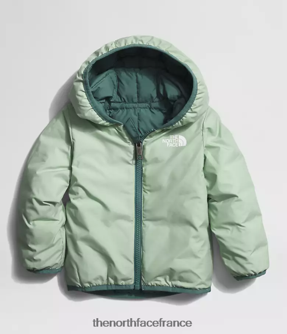 vêtements The North Face bébé veste à capuche réversible thermoball sauge noire ZPZRD636