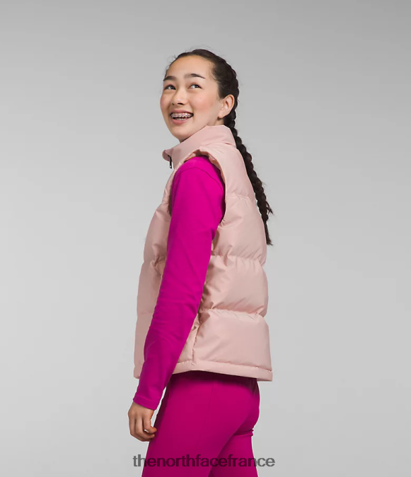 vêtements The North Face enfants gilet nuptse rétro 1996 mousse rose ZPZRD188