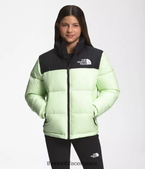vêtements The North Face enfants veste nuptse rétro 1996 crème au citron vert ZPZRD908