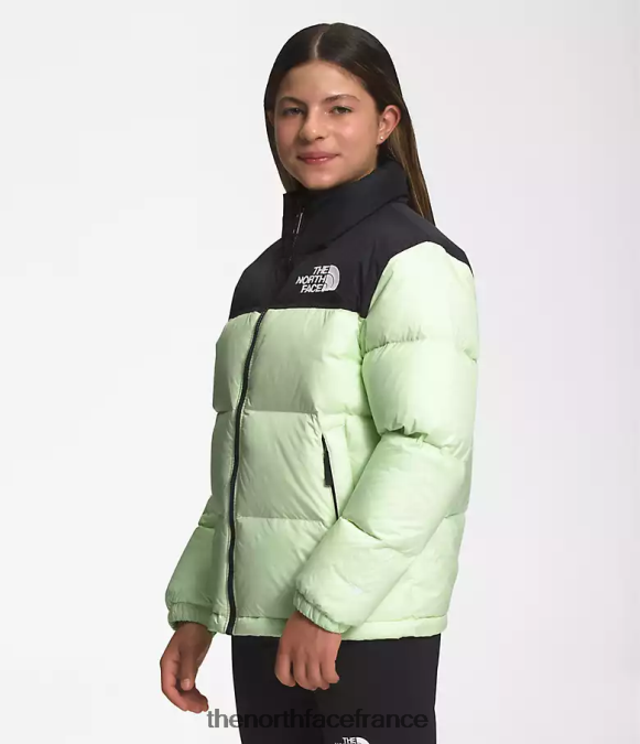 vêtements The North Face enfants veste nuptse rétro 1996 crème au citron vert ZPZRD908