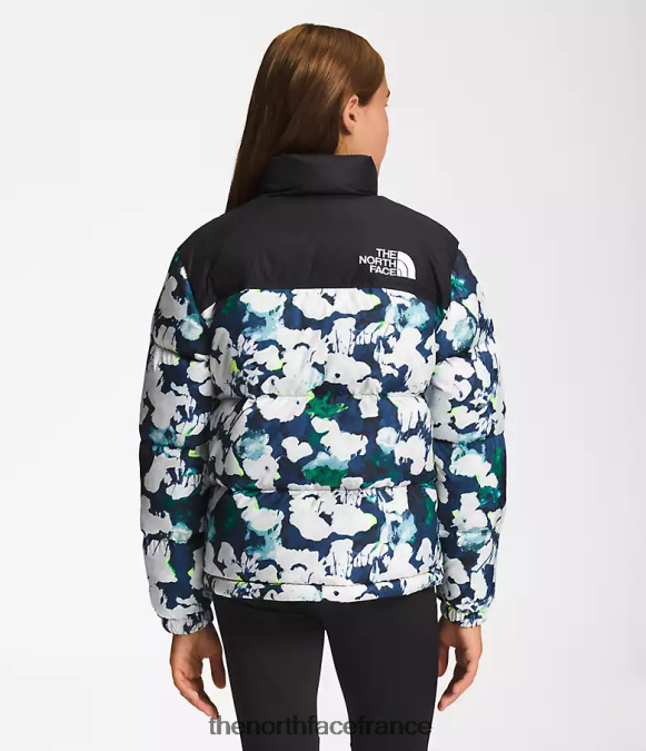 vêtements The North Face enfants veste nuptse rétro 1996 imprimé abstrait bleu marine sommet ZPZRD910