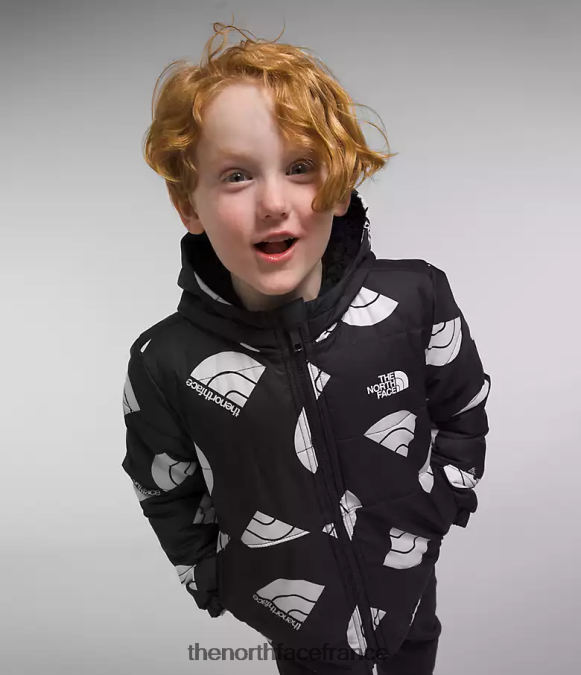 vêtements The North Face enfants veste à capuche réversible à fermeture éclair intégrale mt chimbo logo tnf noir nouvelle génération imprimé ZPZRD634
