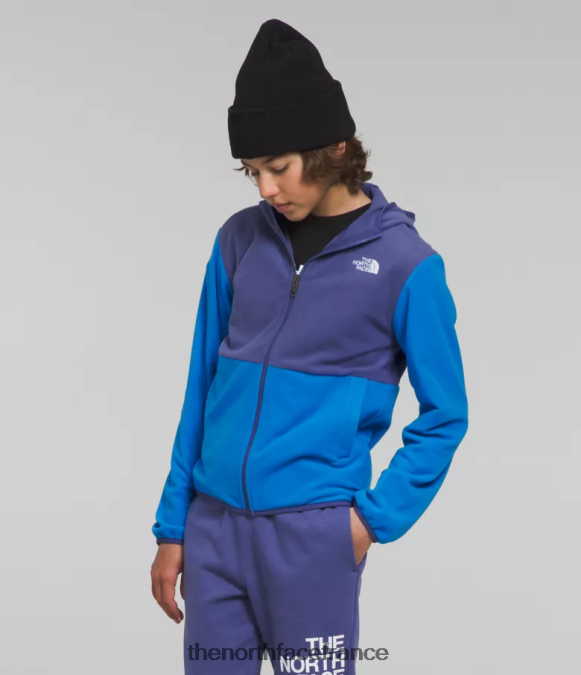 vêtements The North Face enfants veste à capuche entièrement zippée Glacier bleu optique ZPZRD521