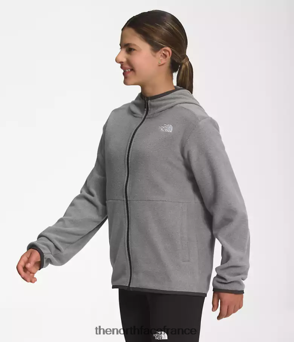vêtements The North Face enfants veste à capuche entièrement zippée Glacier tnf gris moyen chiné ZPZRD519