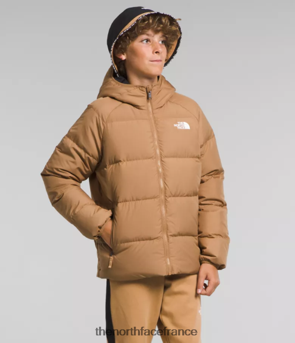 vêtements The North Face enfants doudoune réversible à capuche en duvet beurre d'amande ZPZRD819