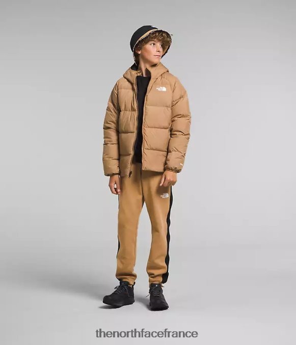 vêtements The North Face enfants doudoune réversible à capuche en duvet beurre d'amande ZPZRD819