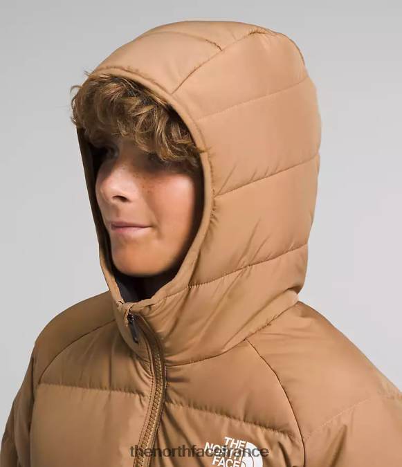 vêtements The North Face enfants doudoune réversible à capuche en duvet beurre d'amande ZPZRD819