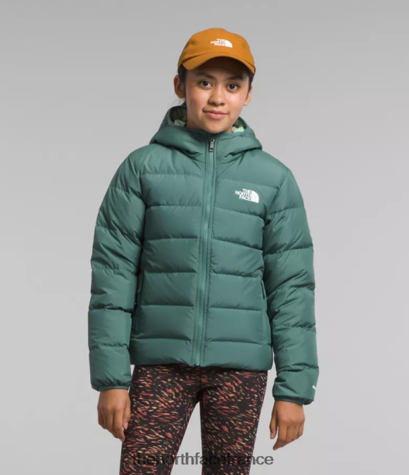 vêtements The North Face enfants doudoune réversible à capuche en duvet sauge noire ZPZRD628