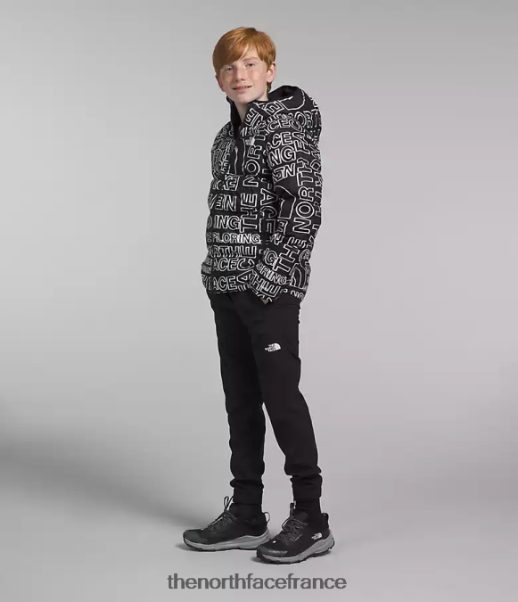 vêtements The North Face enfants doudoune réversible à capuche en duvet tnf noir marqueur tnf logo imprimé ZPZRD817