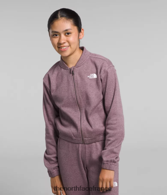 vêtements The North Face enfants veste confortable à fermeture éclair en polaire Dream gris fauve chiné ZPZRD986