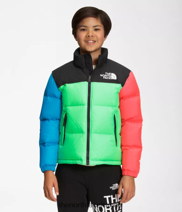 vêtements The North Face enfants veste nuptse rétro 1996 vert de chlorophylle ZPZRD340