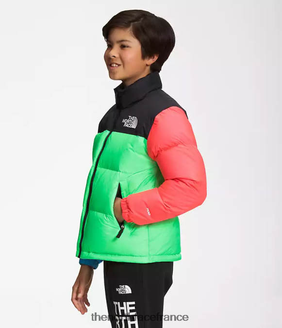 vêtements The North Face enfants veste nuptse rétro 1996 vert de chlorophylle ZPZRD340