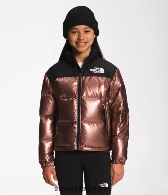 vêtements The North Face enfants veste nuptse rétro imprimée 1996 chêne foncé métallisé ZPZRD687