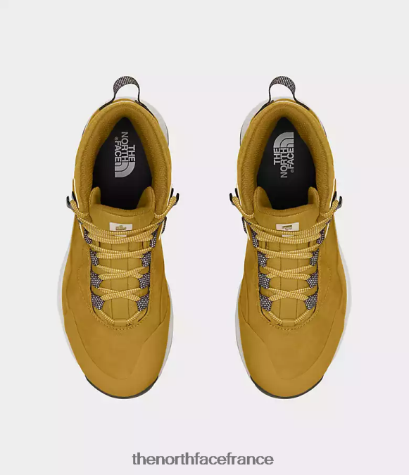 chaussure The North Face femmes bottes mi-imperméables en cuir cragstone jaune bois de flèche/blanc gardénia ZPZRD750