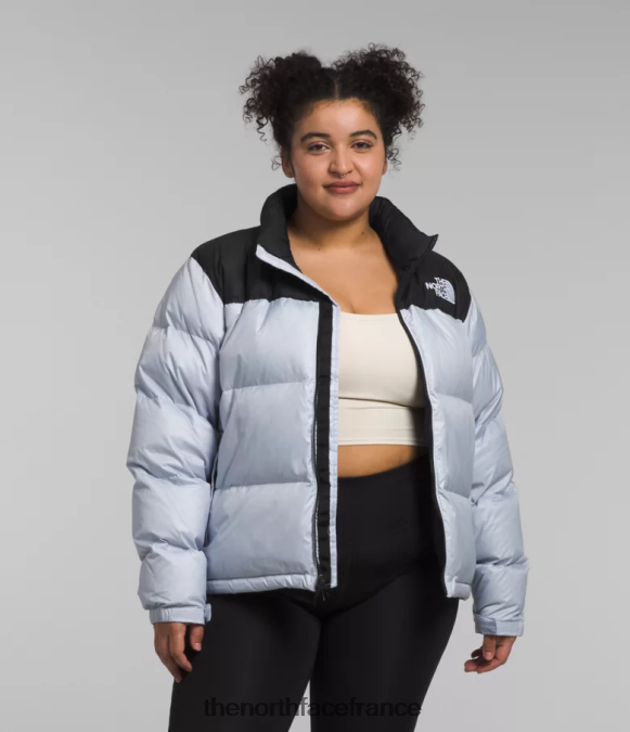 vêtements The North Face femmes plus veste nuptse rétro 1996 pervenche poussiéreuse/noir tnf ZPZRD797