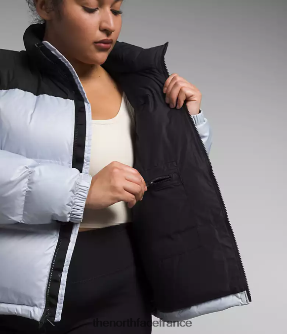 vêtements The North Face femmes plus veste nuptse rétro 1996 pervenche poussiéreuse/noir tnf ZPZRD797