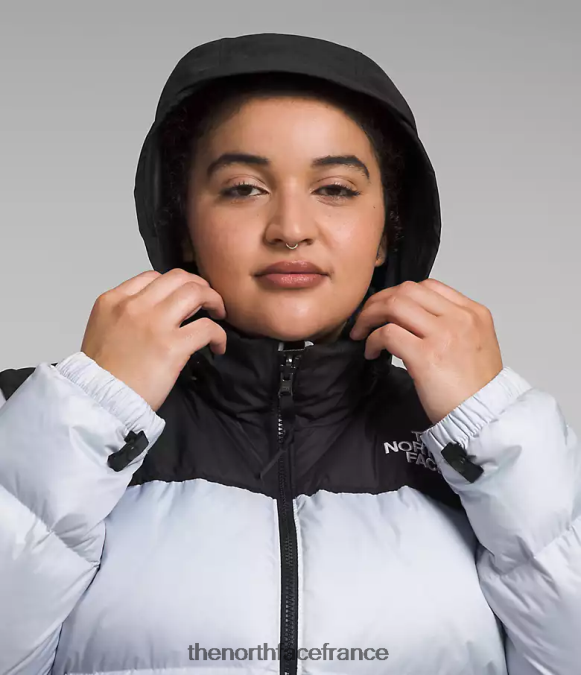 vêtements The North Face femmes plus veste nuptse rétro 1996 pervenche poussiéreuse/noir tnf ZPZRD797
