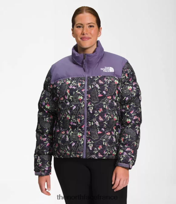 vêtements The North Face femmes plus veste nuptse rétro 1996 tnf noir imprimé iwd ZPZRD801