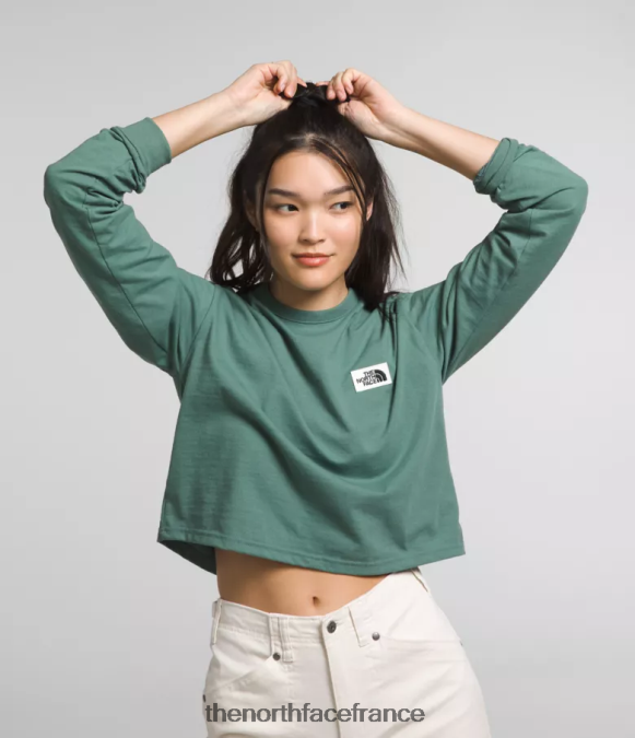 vêtements The North Face femmes t-shirt Heritage à manches longues sauge noire ZPZRD852