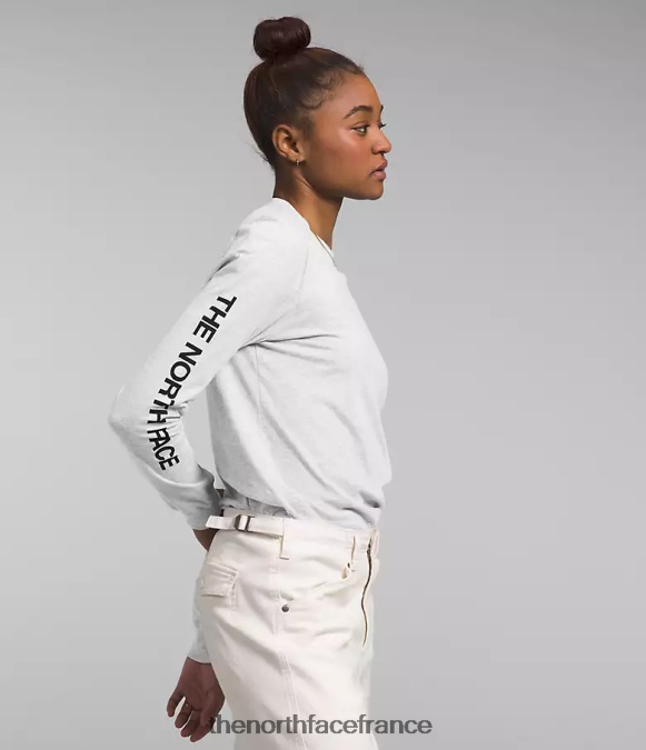 vêtements The North Face femmes t-shirt imprimé à manches longues tnf gris clair chiné ZPZRD1095