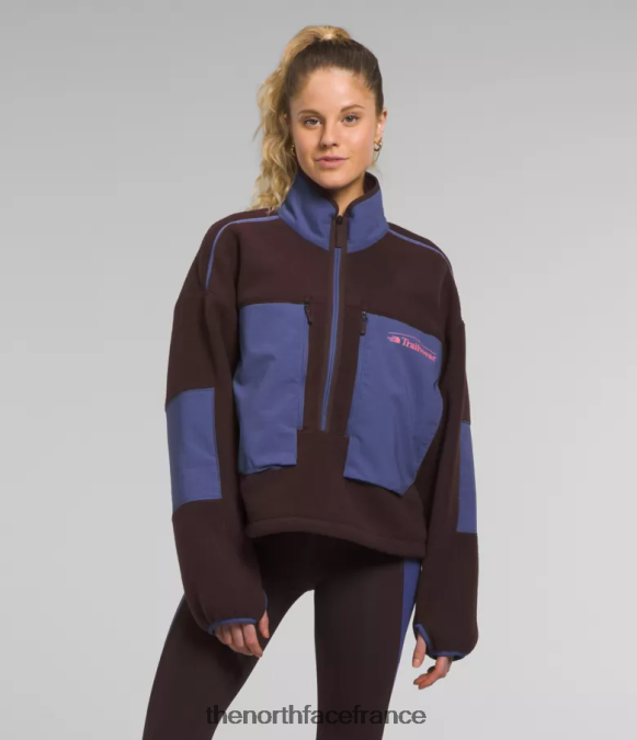 vêtements The North Face femmes trailwear fantasy ridge flash -zip brun charbon/bleu caverne ZPZRD55