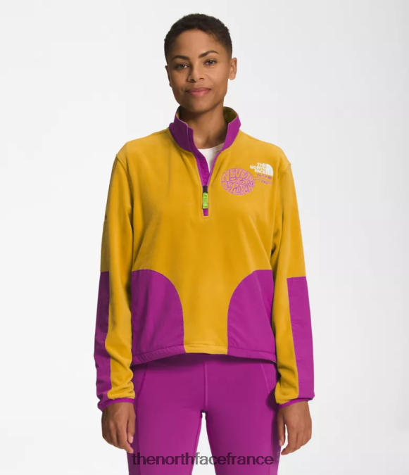 vêtements The North Face femmes trailwear fantasy ridge -zip fleur de cactus jaune/violet en bois de flèche ZPZRD1180