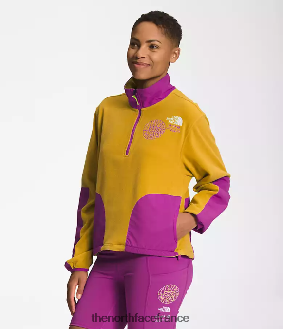 vêtements The North Face femmes trailwear fantasy ridge -zip fleur de cactus jaune/violet en bois de flèche ZPZRD1180
