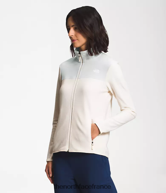 vêtements The North Face femmes tka glacier veste entièrement zippée gris étain/blanc gardénia ZPZRD620