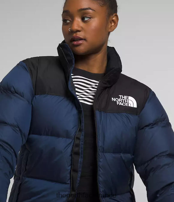 vêtements The North Face femmes veste nuptse rétro 1996 sommet bleu marine/noir tnf ZPZRD726