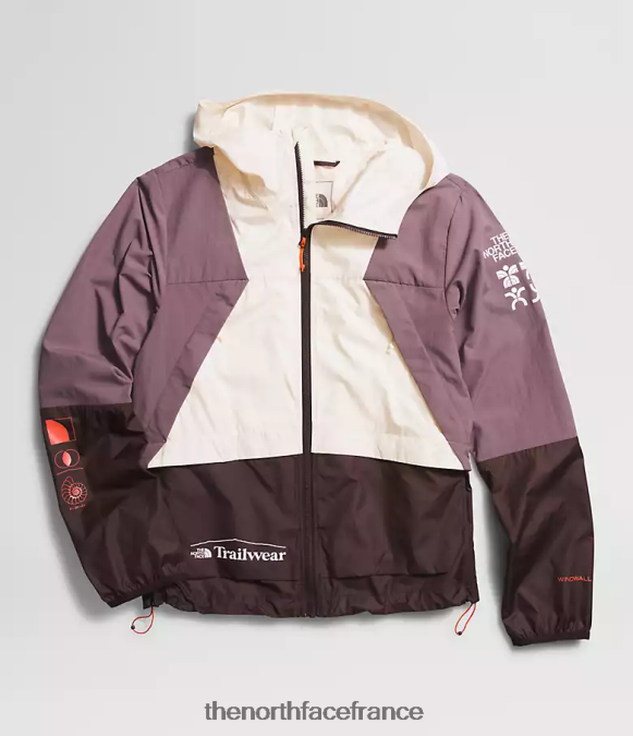vêtements The North Face femmes veste coupe-vent trailwear gardénia blanc/gris fauve ZPZRD317