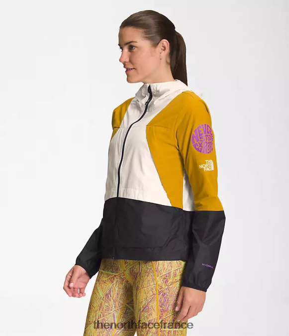 vêtements The North Face femmes veste coupe-vent trailwear jaune bois de flèche/blanc gardénia/noir tnf ZPZRD318