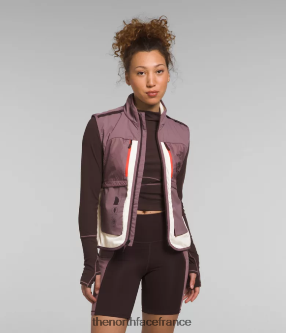 vêtements The North Face femmes gilet flash chaud d'hiver trailwear gardénia blanc/gris fauve ZPZRD1141