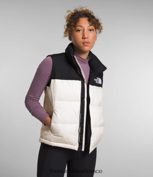 vêtements The North Face femmes gilet nuptse rétro 1996 gardénia blanc/tnf noir ZPZRD431