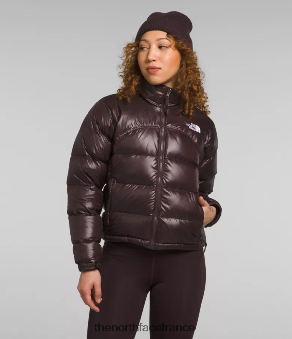 vêtements The North Face femmes veste nuptse rétro 2000 brun charbon ZPZRD804
