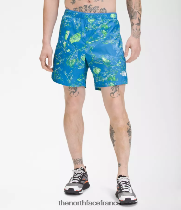 vêtements The North Face Hommes short de course illimité impression super sonique du fond de la vallée bleue ZPZRD958
