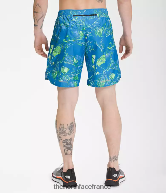 vêtements The North Face Hommes short de course illimité impression super sonique du fond de la vallée bleue ZPZRD958