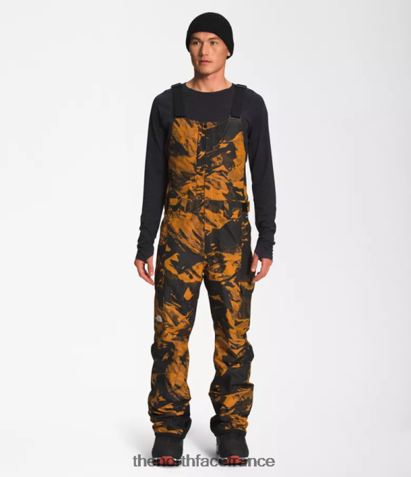 vêtements The North Face Hommes bavoirs liberté imprimé paysage de montagne en cuir marron ton sur ton ZPZRD656