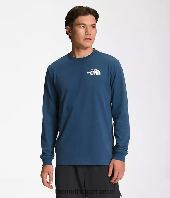vêtements The North Face Hommes t-shirt box nse à manches longues bleu ombragé/noir tnf ZPZRD1207