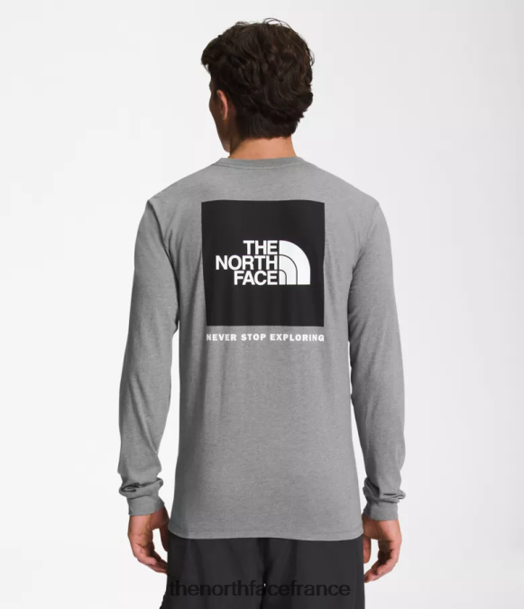 vêtements The North Face Hommes t-shirt box nse à manches longues tnf gris moyen chiné/tnf noir ZPZRD1209