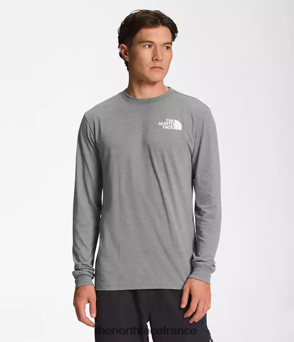 vêtements The North Face Hommes t-shirt box nse à manches longues tnf gris moyen chiné/tnf noir ZPZRD1209
