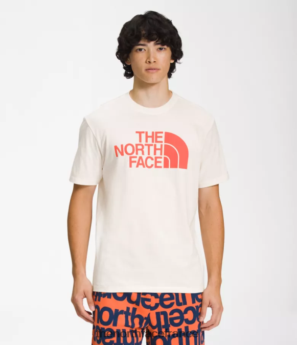 vêtements The North Face Hommes t-shirt demi-dôme à manches courtes gardénia blanc/orange rétro ZPZRD1301