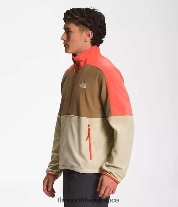 vêtements The North Face Hommes tnf polartec 100 -zip gravier/marron utilitaire/orange rétro ZPZRD304