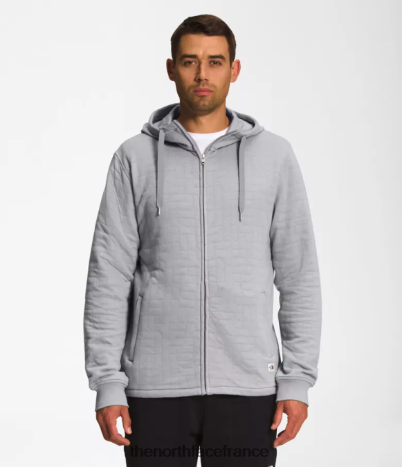 vêtements The North Face Hommes longs Peak - sweat à capuche matelassé et entièrement zippé mélanger gris blanc chiné ZPZRD653