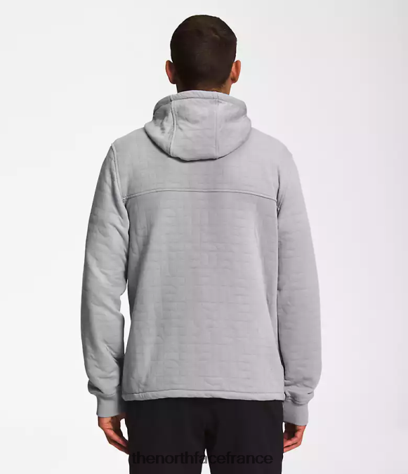 vêtements The North Face Hommes longs Peak - sweat à capuche matelassé et entièrement zippé mélanger gris blanc chiné ZPZRD653