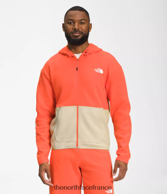 vêtements The North Face Hommes sweat à capuche entièrement zippé tnf tech gravier/orange rétro ZPZRD208