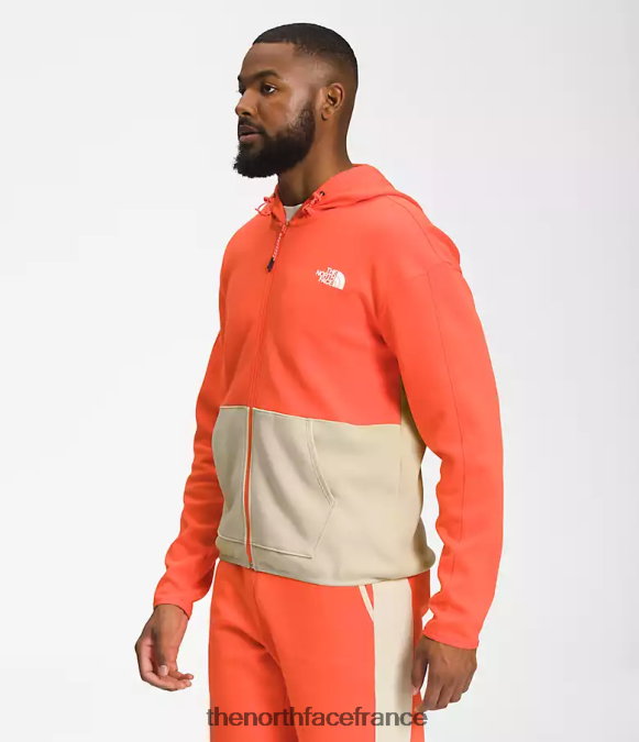 vêtements The North Face Hommes sweat à capuche entièrement zippé tnf tech gravier/orange rétro ZPZRD208